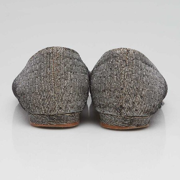 Manolo Blahnik Gold Jacquard Fabric Hangisi Ballet Flats Size 4/34.5 - Picture 4 of 5